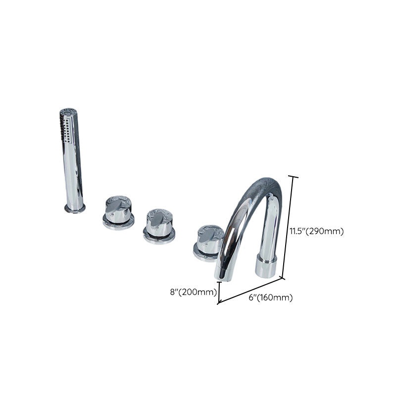 Contemporary Style Bathroom Faucet Metal Deck Mounted Bathroom Faucet Clearhalo 'Bathroom Remodel & Bathroom Fixtures' 'Bathtub Faucets' 'bathtub_faucets' 'Home Improvement' 'home_improvement' 'home_improvement_bathtub_faucets' 7308419