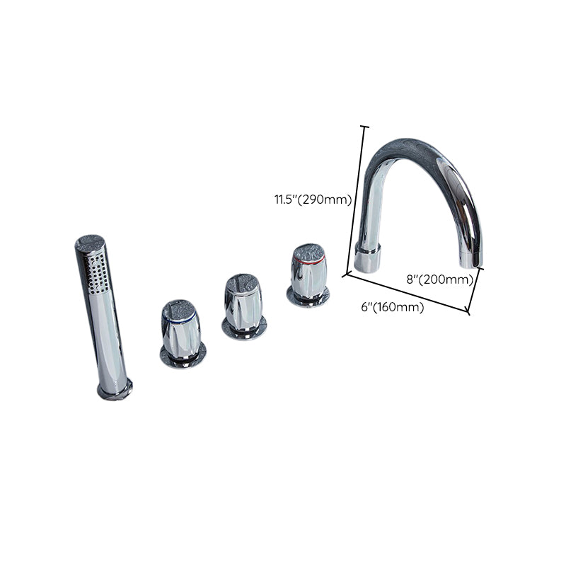 Contemporary Style Bathroom Faucet Metal Deck Mounted Bathroom Faucet Clearhalo 'Bathroom Remodel & Bathroom Fixtures' 'Bathtub Faucets' 'bathtub_faucets' 'Home Improvement' 'home_improvement' 'home_improvement_bathtub_faucets' 7308421
