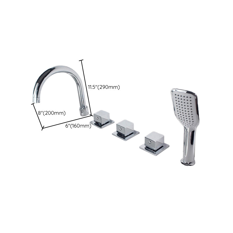 Contemporary Style Bathroom Faucet Metal Deck Mounted Bathroom Faucet Clearhalo 'Bathroom Remodel & Bathroom Fixtures' 'Bathtub Faucets' 'bathtub_faucets' 'Home Improvement' 'home_improvement' 'home_improvement_bathtub_faucets' 7308423