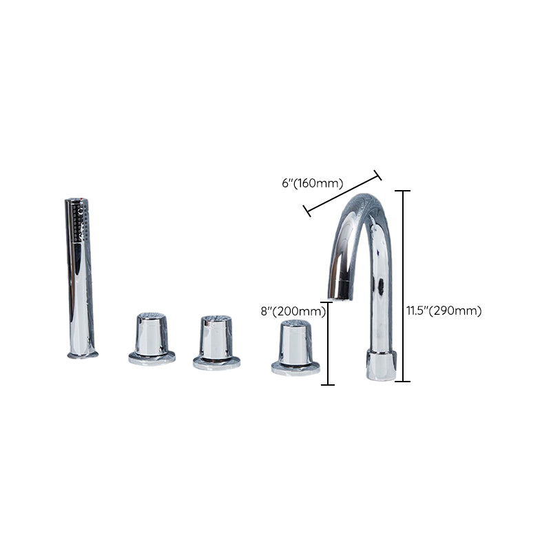 Contemporary Style Bathroom Faucet Metal Deck Mounted Bathroom Faucet Clearhalo 'Bathroom Remodel & Bathroom Fixtures' 'Bathtub Faucets' 'bathtub_faucets' 'Home Improvement' 'home_improvement' 'home_improvement_bathtub_faucets' 7308426