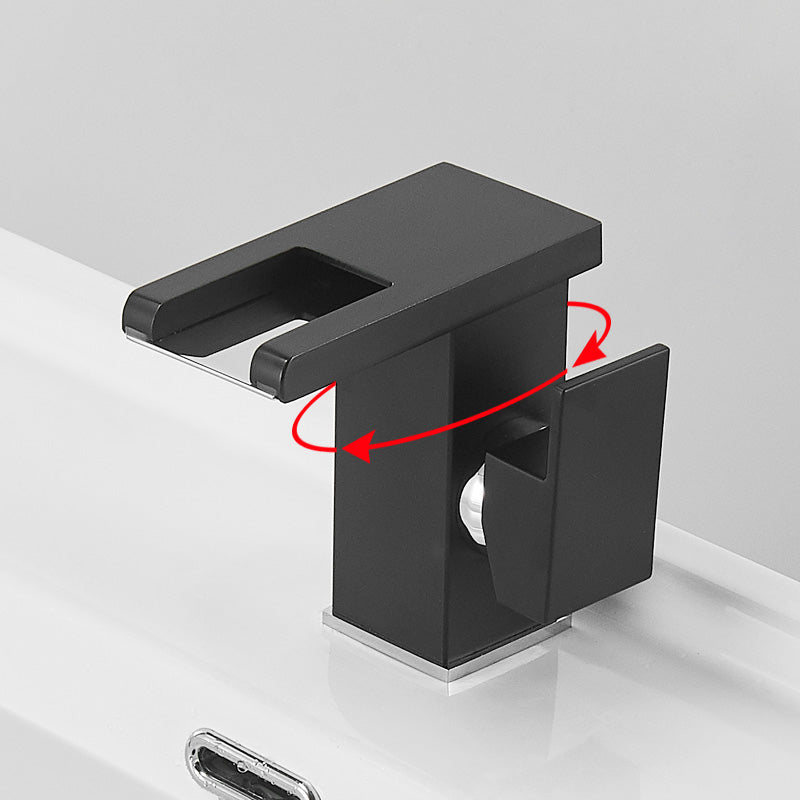 Modern Basin Lavatory Faucet Single-handle Vanity Sink Faucet Black 4.9" Adjustable Clearhalo 'Bathroom Remodel & Bathroom Fixtures' 'Bathroom Sink Faucets' 'Bathroom Sinks & Faucet Components' 'bathroom_sink_faucets' 'Home Improvement' 'home_improvement' 'home_improvement_bathroom_sink_faucets' 7308436