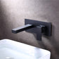 Modern Wall Mounted Bathroom Faucet Lever Handle Low Arc 2 Hole Faucets Negro Moderno Clearhalo 'bathroom_sink_faucets' 'Conjunta de Baño y Conjunta de Grifo' 'Coronamiento de Baño y Dispositivo de Baño' 'Grifo del lavabo del baño' 'Hogar' 'home_improvement' 'home_improvement_bathroom_sink_faucets' 'Mejoras para el hogar' 7308455
