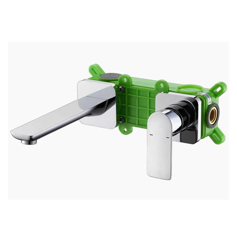 Modern Wall Mounted Bathroom Faucet Lever Handle Low Arc 2 Hole Faucets Cromo Moderno Clearhalo 'bathroom_sink_faucets' 'Conjunta de Baño y Conjunta de Grifo' 'Coronamiento de Baño y Dispositivo de Baño' 'Grifo del lavabo del baño' 'Hogar' 'home_improvement' 'home_improvement_bathroom_sink_faucets' 'Mejoras para el hogar' 7308460