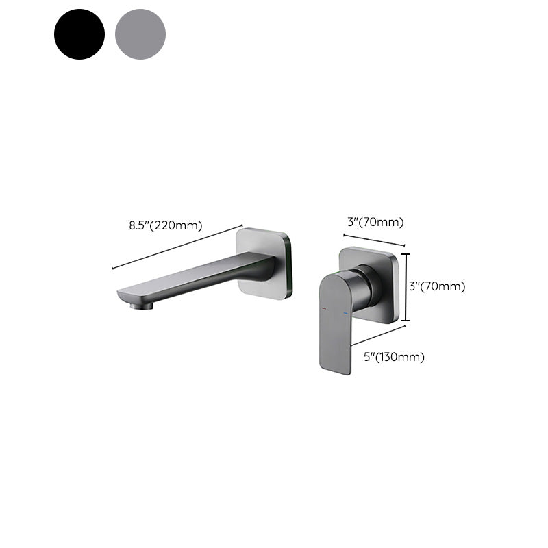 Modern Wall Mounted Bathroom Faucet Lever Handle Low Arc 2 Hole Faucets Clearhalo 'bathroom_sink_faucets' 'Conjunta de Baño y Conjunta de Grifo' 'Coronamiento de Baño y Dispositivo de Baño' 'Grifo del lavabo del baño' 'Hogar' 'home_improvement' 'home_improvement_bathroom_sink_faucets' 'Mejoras para el hogar' 7308473