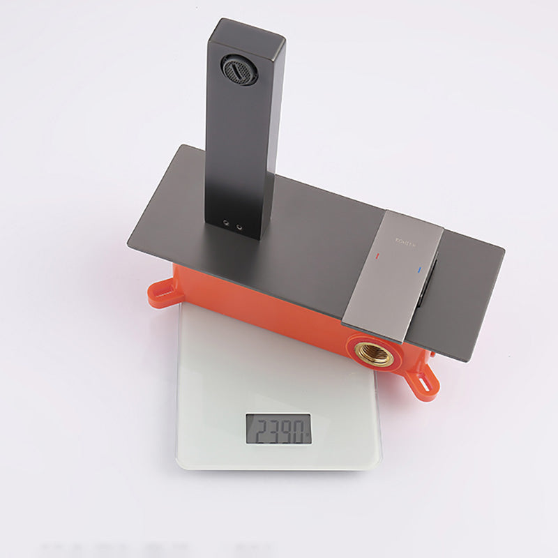 Wall Mounted Bathroom Faucet Low Arc Lever Handle 2 Hole Faucets Clearhalo 'Bathroom Remodel & Bathroom Fixtures' 'Bathroom Sink Faucets' 'Bathroom Sinks & Faucet Components' 'bathroom_sink_faucets' 'Home Improvement' 'home_improvement' 'home_improvement_bathroom_sink_faucets' 7308480