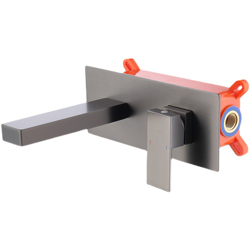 Wall Mounted Bathroom Faucet Low Arc Lever Handle 2 Hole Faucets Clearhalo 'Bathroom Remodel & Bathroom Fixtures' 'Bathroom Sink Faucets' 'Bathroom Sinks & Faucet Components' 'bathroom_sink_faucets' 'Home Improvement' 'home_improvement' 'home_improvement_bathroom_sink_faucets' 7308481