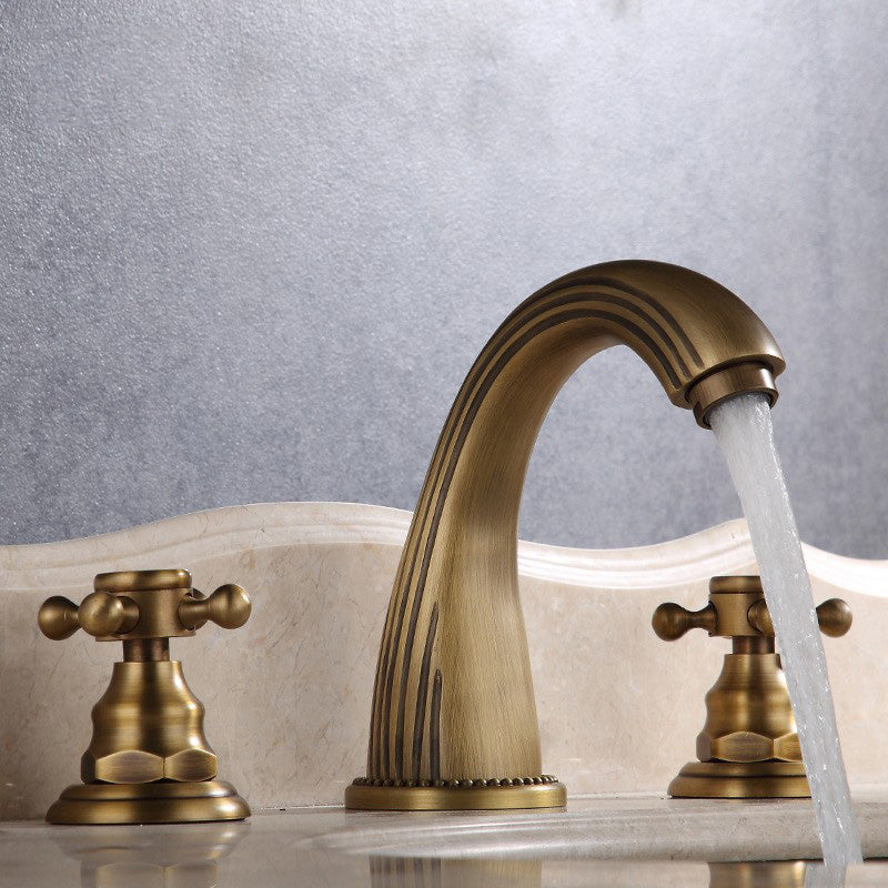 Dual Handle Vintage Vanity Sink Faucet Industrial Basin Lavatory Faucet Clearhalo 'Bathroom Remodel & Bathroom Fixtures' 'Bathroom Sink Faucets' 'Bathroom Sinks & Faucet Components' 'bathroom_sink_faucets' 'Home Improvement' 'home_improvement' 'home_improvement_bathroom_sink_faucets' 7308491