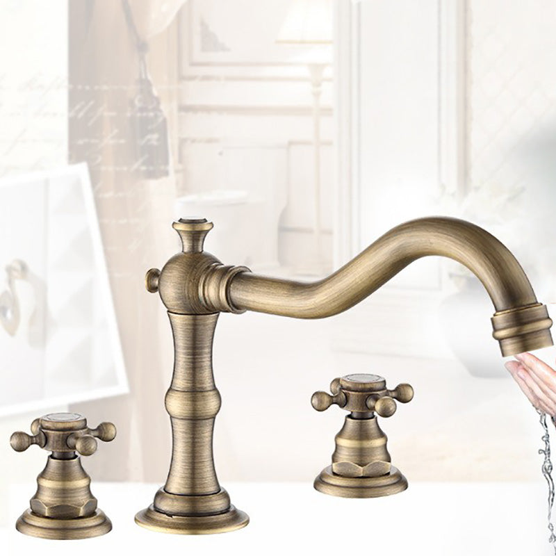 Dual Handle Vintage Vanity Sink Faucet Industrial Basin Lavatory Faucet Clearhalo 'Bathroom Remodel & Bathroom Fixtures' 'Bathroom Sink Faucets' 'Bathroom Sinks & Faucet Components' 'bathroom_sink_faucets' 'Home Improvement' 'home_improvement' 'home_improvement_bathroom_sink_faucets' 7308496