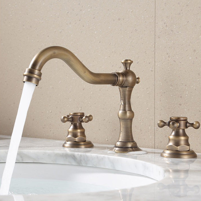 Dual Handle Vintage Vanity Sink Faucet Industrial Basin Lavatory Faucet Clearhalo 'Bathroom Remodel & Bathroom Fixtures' 'Bathroom Sink Faucets' 'Bathroom Sinks & Faucet Components' 'bathroom_sink_faucets' 'Home Improvement' 'home_improvement' 'home_improvement_bathroom_sink_faucets' 7308497