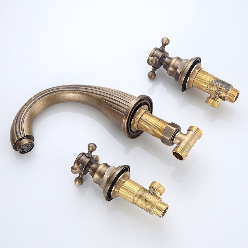 Dual Handle Vintage Vanity Sink Faucet Industrial Basin Lavatory Faucet Clearhalo 'Bathroom Remodel & Bathroom Fixtures' 'Bathroom Sink Faucets' 'Bathroom Sinks & Faucet Components' 'bathroom_sink_faucets' 'Home Improvement' 'home_improvement' 'home_improvement_bathroom_sink_faucets' 7308507