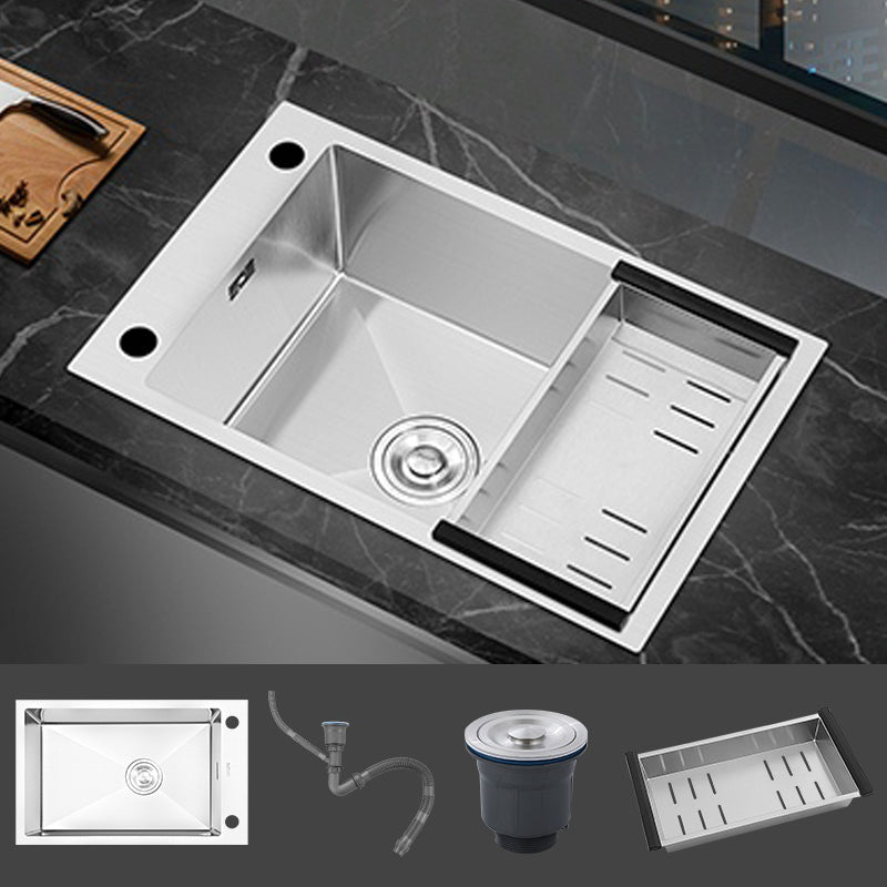 Modern Style Kitchen Sink Stainless Steel Soundproof Kitchen Sink with Basket Strainer Sink Only None Clearhalo 'Home Improvement' 'home_improvement' 'home_improvement_kitchen_sinks' 'Kitchen Remodel & Kitchen Fixtures' 'Kitchen Sinks & Faucet Components' 'Kitchen Sinks' 'kitchen_sinks' 7308538