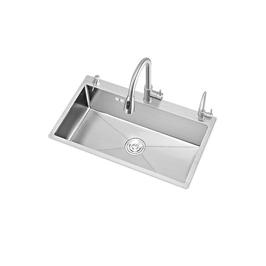 Modern Style Kitchen Sink Overflow Hole Detail Kitchen Sink with Soap Dispenser Clearhalo 'Home Improvement' 'home_improvement' 'home_improvement_kitchen_sinks' 'Kitchen Remodel & Kitchen Fixtures' 'Kitchen Sinks & Faucet Components' 'Kitchen Sinks' 'kitchen_sinks' 7308566