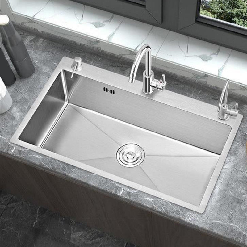 Modern Style Kitchen Sink Overflow Hole Detail Kitchen Sink with Soap Dispenser Clearhalo 'Home Improvement' 'home_improvement' 'home_improvement_kitchen_sinks' 'Kitchen Remodel & Kitchen Fixtures' 'Kitchen Sinks & Faucet Components' 'Kitchen Sinks' 'kitchen_sinks' 7308571