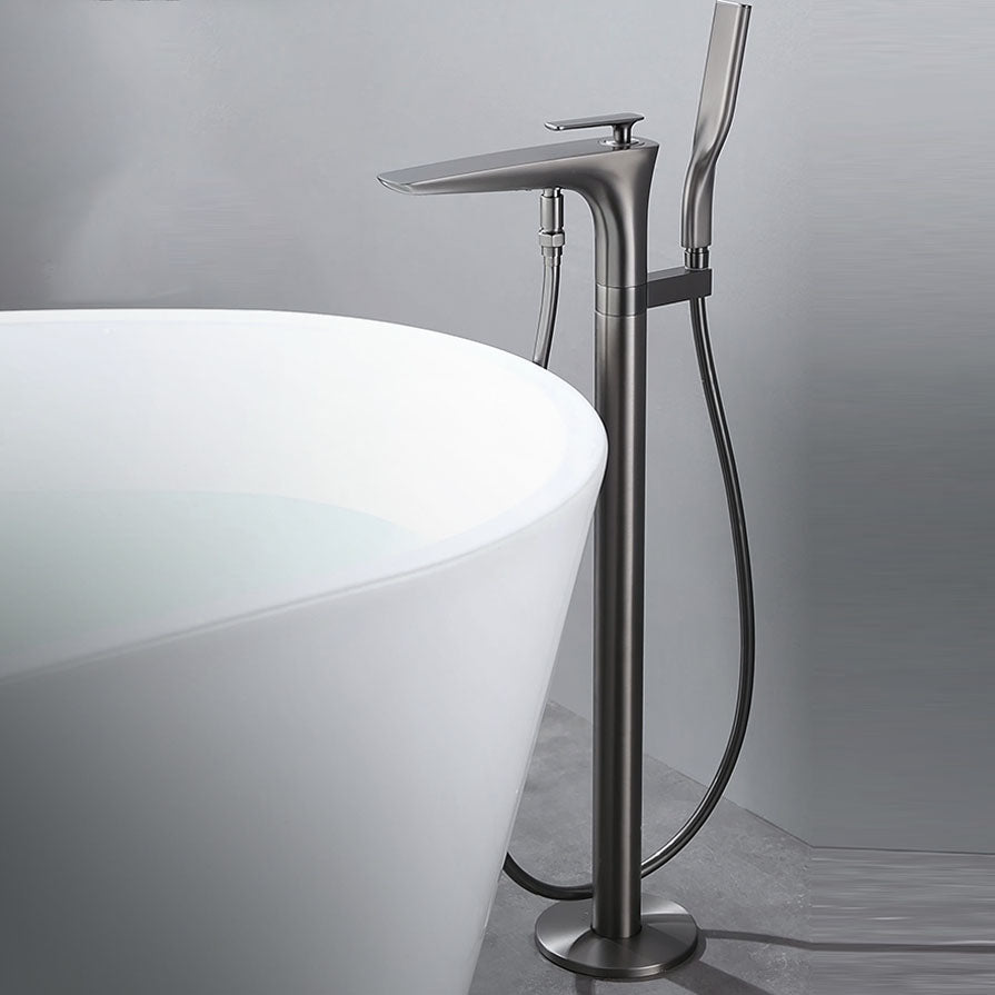 Contemporary Bathroom Faucet Floor Mounted Copper Free Standing Tub Filler Faucet Concealed Installation Clearhalo 'Bathroom Remodel & Bathroom Fixtures' 'Bathtub Faucets' 'bathtub_faucets' 'Home Improvement' 'home_improvement' 'home_improvement_bathtub_faucets' 7308827