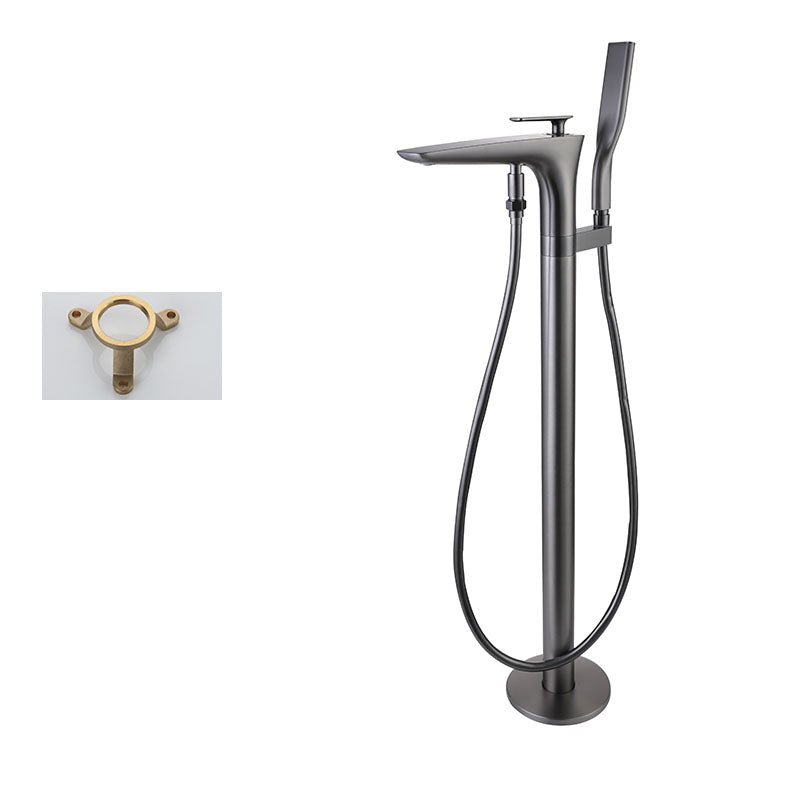 Contemporary Bathroom Faucet Floor Mounted Copper Free Standing Tub Filler Faucet Open Decoration Clearhalo 'Bathroom Remodel & Bathroom Fixtures' 'Bathtub Faucets' 'bathtub_faucets' 'Home Improvement' 'home_improvement' 'home_improvement_bathtub_faucets' 7308828