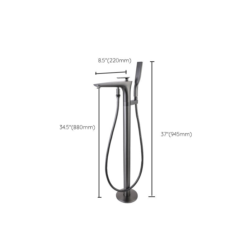 Contemporary Bathroom Faucet Floor Mounted Copper Free Standing Tub Filler Faucet Clearhalo 'Bathroom Remodel & Bathroom Fixtures' 'Bathtub Faucets' 'bathtub_faucets' 'Home Improvement' 'home_improvement' 'home_improvement_bathtub_faucets' 7308838