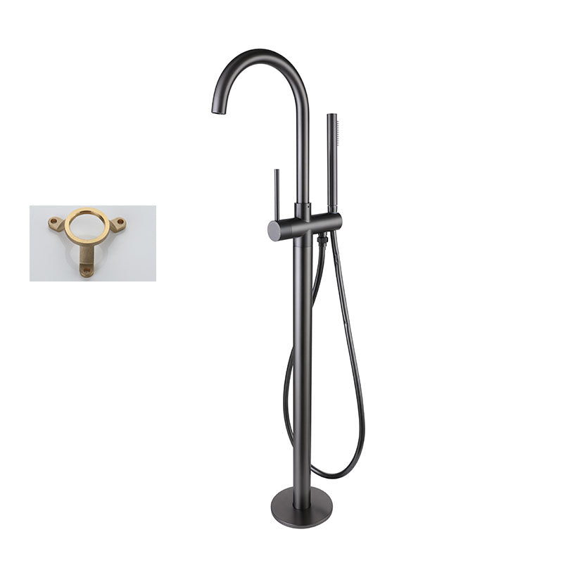 Contemporary Bathroom Faucet Floor Mounted Copper High Arc Fixed Freestanding Tub Filler Open Decoration Clearhalo 'Bathroom Remodel & Bathroom Fixtures' 'Bathtub Faucets' 'bathtub_faucets' 'Home Improvement' 'home_improvement' 'home_improvement_bathtub_faucets' 7308840