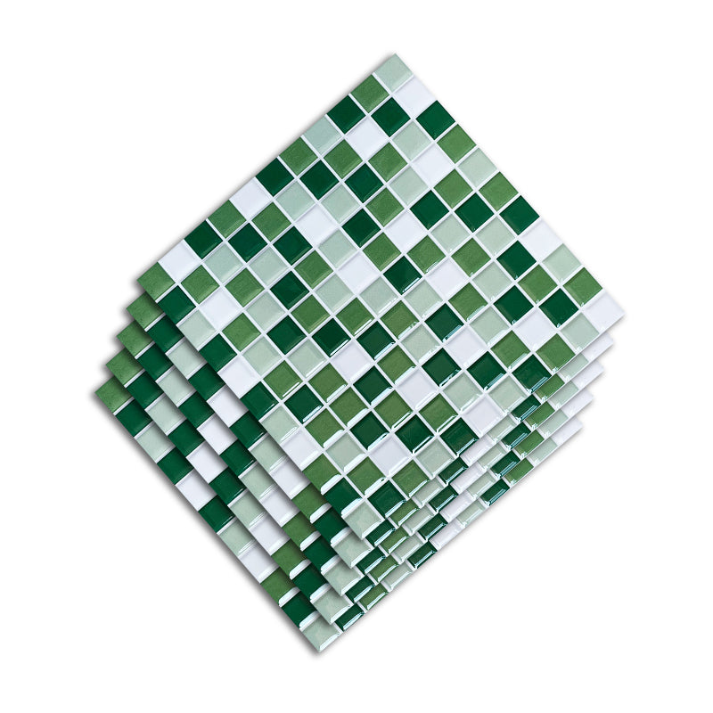 Ceramic Floor and Wall Tile Grid Floor and Wall Tile with Scratch Resistant Dark Green White 11 Pieces Clearhalo 'Floor Tiles & Wall Tiles' 'floor_tiles_wall_tiles' 'Flooring 'Home Improvement' 'home_improvement' 'home_improvement_floor_tiles_wall_tiles' Walls and Ceiling' 7308876