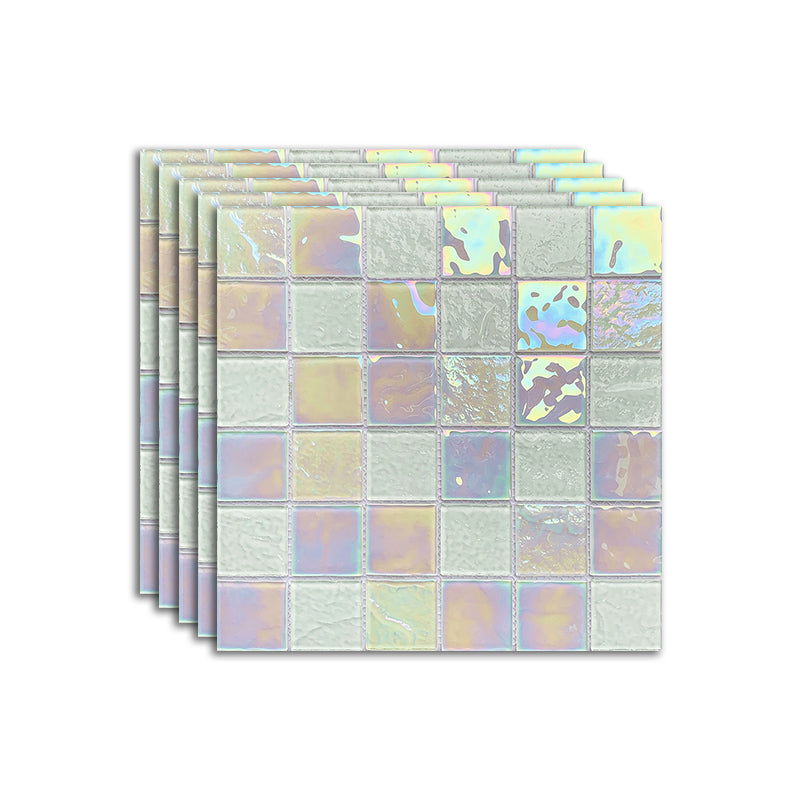 Glass Mosaic Tile Contemporary Floor and Wall Tile with Square Shape Off-White Clearhalo 'Floor Tiles & Wall Tiles' 'floor_tiles_wall_tiles' 'Flooring 'Home Improvement' 'home_improvement' 'home_improvement_floor_tiles_wall_tiles' Walls and Ceiling' 7308928
