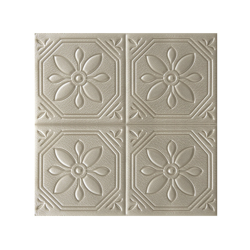 Modern Wall Panel Floral 3D Print Peel and Stick Waterproof Wall Panels Silver Clearhalo 'Flooring 'Home Improvement' 'home_improvement' 'home_improvement_wall_paneling' 'Wall Paneling' 'wall_paneling' 'Walls & Ceilings' Walls and Ceiling' 7309020