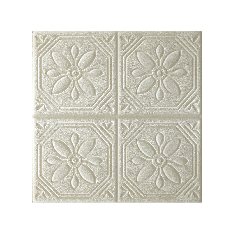 Modern Wall Panel Floral 3D Print Peel and Stick Waterproof Wall Panels White Clearhalo 'Flooring 'Home Improvement' 'home_improvement' 'home_improvement_wall_paneling' 'Wall Paneling' 'wall_paneling' 'Walls & Ceilings' Walls and Ceiling' 7309021