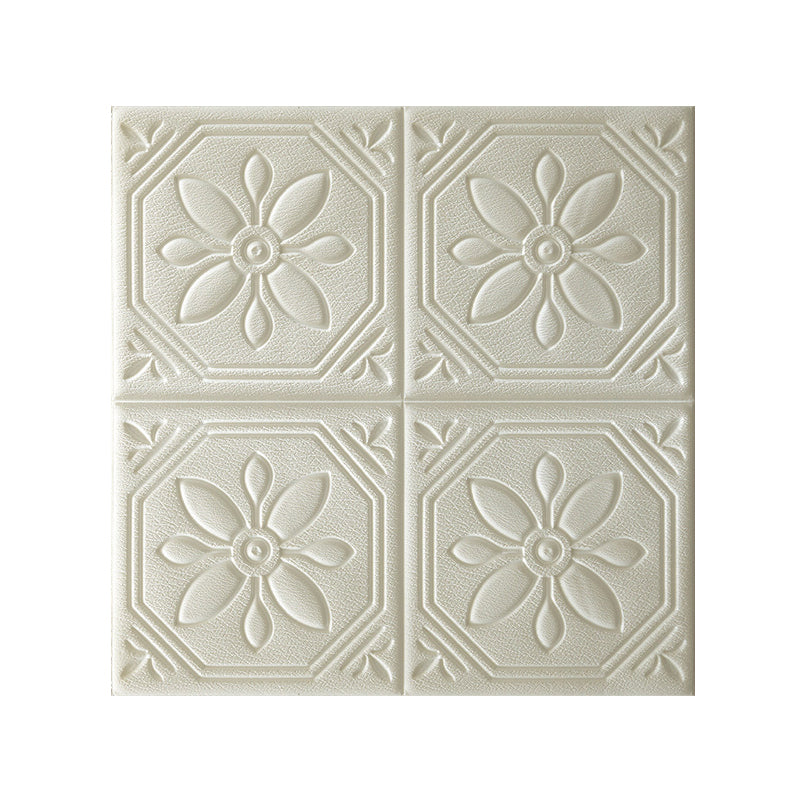 Modern Wall Panel Floral 3D Print Peel and Stick Waterproof Wall Panels White Clearhalo 'Flooring 'Home Improvement' 'home_improvement' 'home_improvement_wall_paneling' 'Wall Paneling' 'wall_paneling' 'Walls & Ceilings' Walls and Ceiling' 7309021