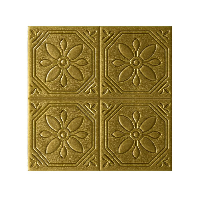 Modern Wall Panel Floral 3D Print Peel and Stick Waterproof Wall Panels Gold Clearhalo 'Flooring 'Home Improvement' 'home_improvement' 'home_improvement_wall_paneling' 'Wall Paneling' 'wall_paneling' 'Walls & Ceilings' Walls and Ceiling' 7309023