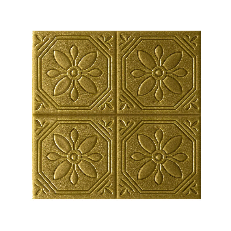 Modern Wall Panel Floral 3D Print Peel and Stick Waterproof Wall Panels Gold Clearhalo 'Flooring 'Home Improvement' 'home_improvement' 'home_improvement_wall_paneling' 'Wall Paneling' 'wall_paneling' 'Walls & Ceilings' Walls and Ceiling' 7309023
