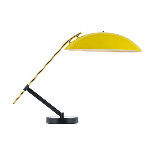 Yellow Finish Flat Dome Table Light Macaron 1 Light Metallic Reading Book Lamp with Adjustable Arm Clearhalo 'Lamps' 'Table Lamps' Lighting' 730902