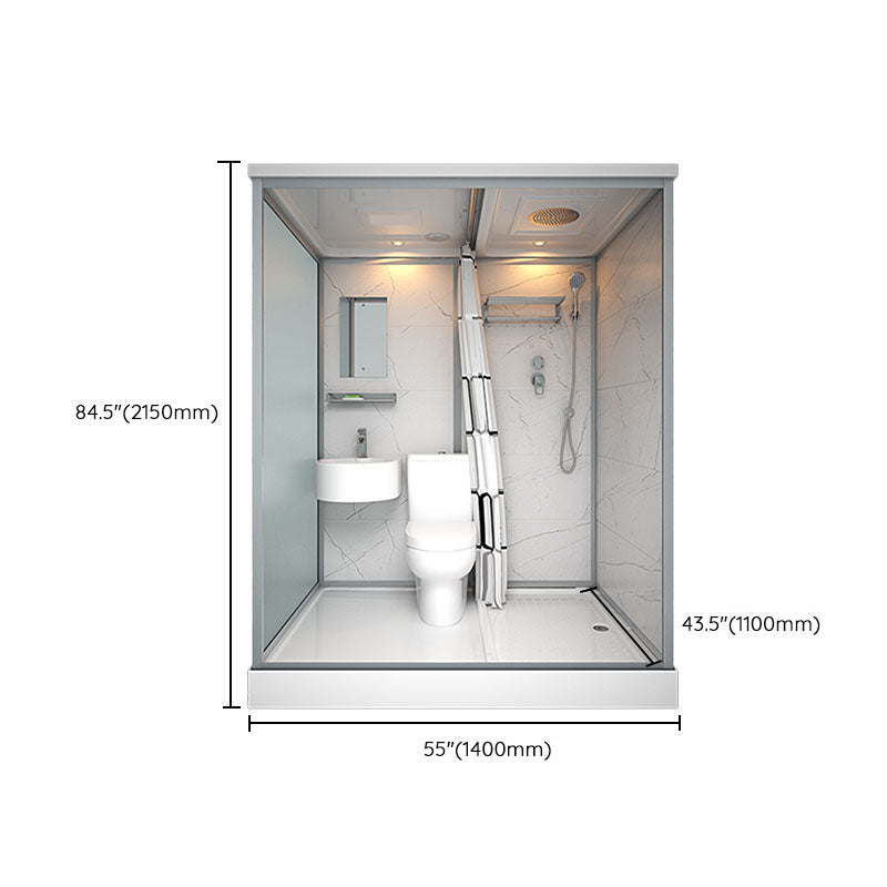 Frosted Tempered Glass Framed Shower Stall with White Base and Towel Bar Clearhalo 'Bathroom Remodel & Bathroom Fixtures' 'Home Improvement' 'home_improvement' 'home_improvement_shower_stalls_enclosures' 'Shower Stalls & Enclosures' 'shower_stalls_enclosures' 'Showers & Bathtubs' 7309100