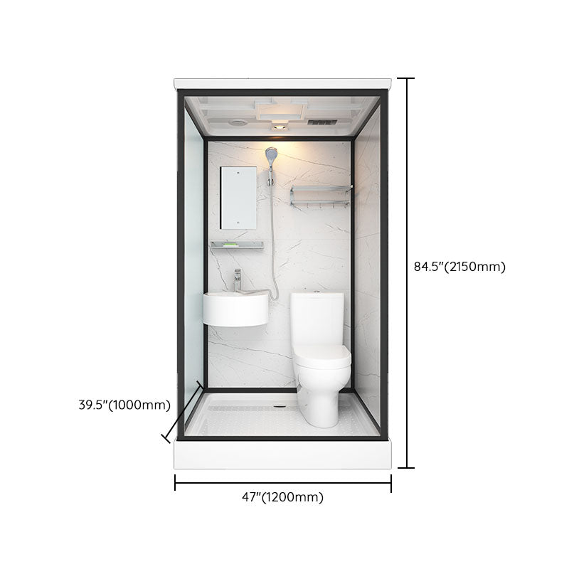 Frosted Tempered Glass Framed Shower Stall with White Base and Towel Bar Clearhalo 'Bathroom Remodel & Bathroom Fixtures' 'Home Improvement' 'home_improvement' 'home_improvement_shower_stalls_enclosures' 'Shower Stalls & Enclosures' 'shower_stalls_enclosures' 'Showers & Bathtubs' 7309101