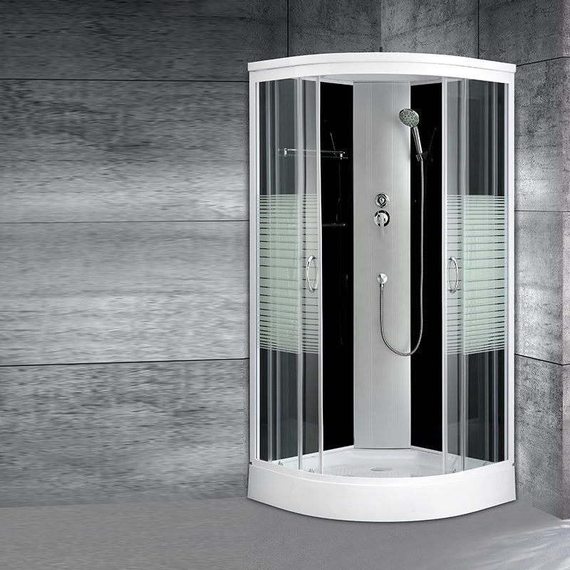 Round Shower Enclosure Full Frame Double Sliding Door Shower Room Striped Clearhalo 'Bathroom Remodel & Bathroom Fixtures' 'Home Improvement' 'home_improvement' 'home_improvement_shower_stalls_enclosures' 'Shower Stalls & Enclosures' 'shower_stalls_enclosures' 'Showers & Bathtubs' 7309114