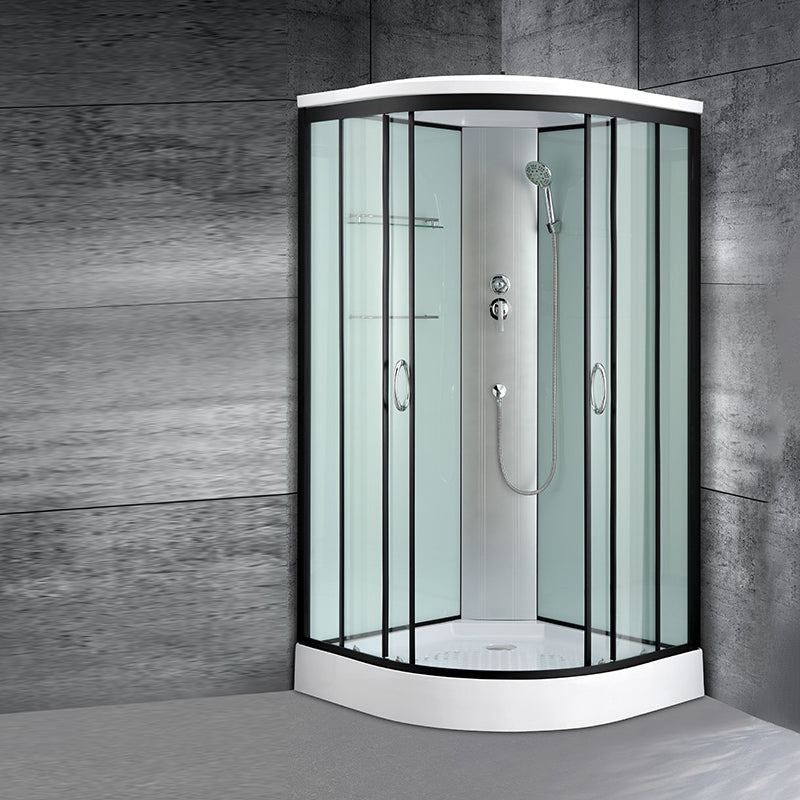 Round Shower Enclosure Full Frame Double Sliding Door Shower Room Clear Glass Clearhalo 'Bathroom Remodel & Bathroom Fixtures' 'Home Improvement' 'home_improvement' 'home_improvement_shower_stalls_enclosures' 'Shower Stalls & Enclosures' 'shower_stalls_enclosures' 'Showers & Bathtubs' 7309115