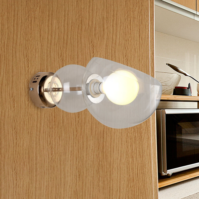 1 Head Bedroom Wall Lamp Postmodern Brass Wall Sconce Light with Dome Clear/Amber Glass Shade Clearhalo 'Cast Iron' 'Glass' 'Industrial' 'Modern wall lights' 'Modern' 'Tiffany' 'Traditional wall lights' 'Wall Lamps & Sconces' 'Wall Lights' Lighting' 730997