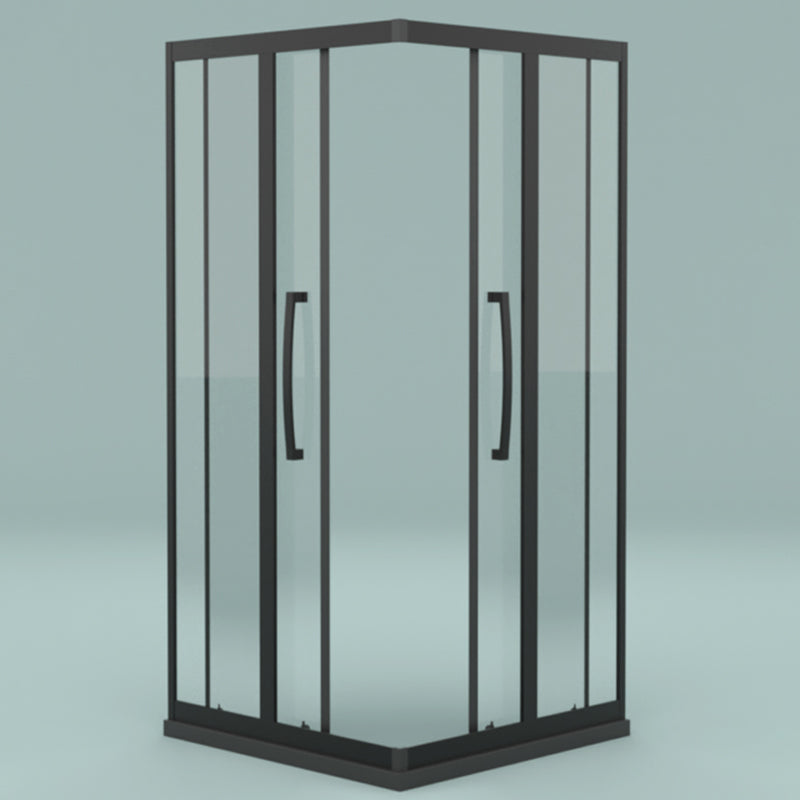 Square Black Framed Shower Enclosure Tempered Glass Shower Kit with Double Door Handles Clearhalo 'Bathroom Remodel & Bathroom Fixtures' 'Home Improvement' 'home_improvement' 'home_improvement_shower_stalls_enclosures' 'Shower Stalls & Enclosures' 'shower_stalls_enclosures' 'Showers & Bathtubs' 7310308