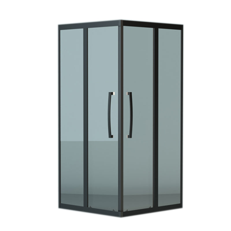 Square Black Framed Shower Enclosure Tempered Glass Shower Kit with Double Door Handles Clearhalo 'Bathroom Remodel & Bathroom Fixtures' 'Home Improvement' 'home_improvement' 'home_improvement_shower_stalls_enclosures' 'Shower Stalls & Enclosures' 'shower_stalls_enclosures' 'Showers & Bathtubs' 7310310