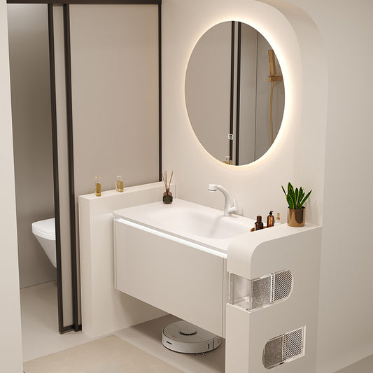 Wall Mount Bathroom Vanity Set Modern Bathroom Sink Vanity with Mirror Clearhalo 'Bathroom Remodel & Bathroom Fixtures' 'Bathroom Vanities' 'bathroom_vanities' 'Home Improvement' 'home_improvement' 'home_improvement_bathroom_vanities' 7310616