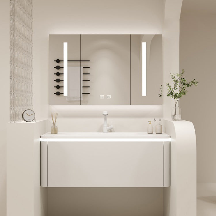 Wall Mount Bathroom Vanity Set Modern Bathroom Sink Vanity with Mirror Clearhalo 'Bathroom Remodel & Bathroom Fixtures' 'Bathroom Vanities' 'bathroom_vanities' 'Home Improvement' 'home_improvement' 'home_improvement_bathroom_vanities' 7310623