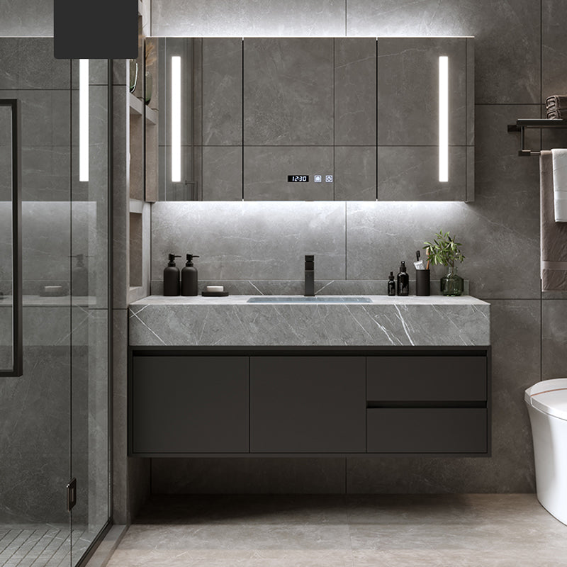 Modern Wall Mount Bathroom Vanity Set Stone Bathroom Vanity with Mirror Clearhalo 'Bathroom Remodel & Bathroom Fixtures' 'Bathroom Vanities' 'bathroom_vanities' 'Home Improvement' 'home_improvement' 'home_improvement_bathroom_vanities' 7310633