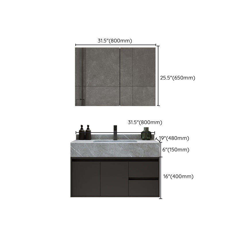 Modern Wall Mount Bathroom Vanity Set Stone Bathroom Vanity with Mirror Clearhalo 'Bathroom Remodel & Bathroom Fixtures' 'Bathroom Vanities' 'bathroom_vanities' 'Home Improvement' 'home_improvement' 'home_improvement_bathroom_vanities' 7310647