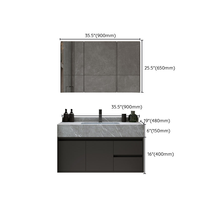 Modern Wall Mount Bathroom Vanity Set Stone Bathroom Vanity with Mirror Clearhalo 'Bathroom Remodel & Bathroom Fixtures' 'Bathroom Vanities' 'bathroom_vanities' 'Home Improvement' 'home_improvement' 'home_improvement_bathroom_vanities' 7310648