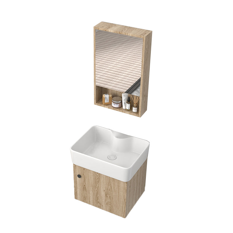 Wall Mount Rectangular Bathroom Vanity Mid-Century Modern Single-Sink Vanity Set Vanity & Mirror Cabinet 19"L x 15"W x 19"H Clearhalo 'Bathroom Remodel & Bathroom Fixtures' 'Bathroom Vanities' 'bathroom_vanities' 'Home Improvement' 'home_improvement' 'home_improvement_bathroom_vanities' 7310805