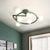 Metal Halo Ring Semi Flush Lighting Minimalism 5 Lights LED Flush Mounted Lamp in Green for Bedroom Green Clearhalo 'Ceiling Lights' 'Close To Ceiling Lights' 'Close to ceiling' 'Glass shade' 'Glass' 'Semi-flushmount' Lighting' 731111