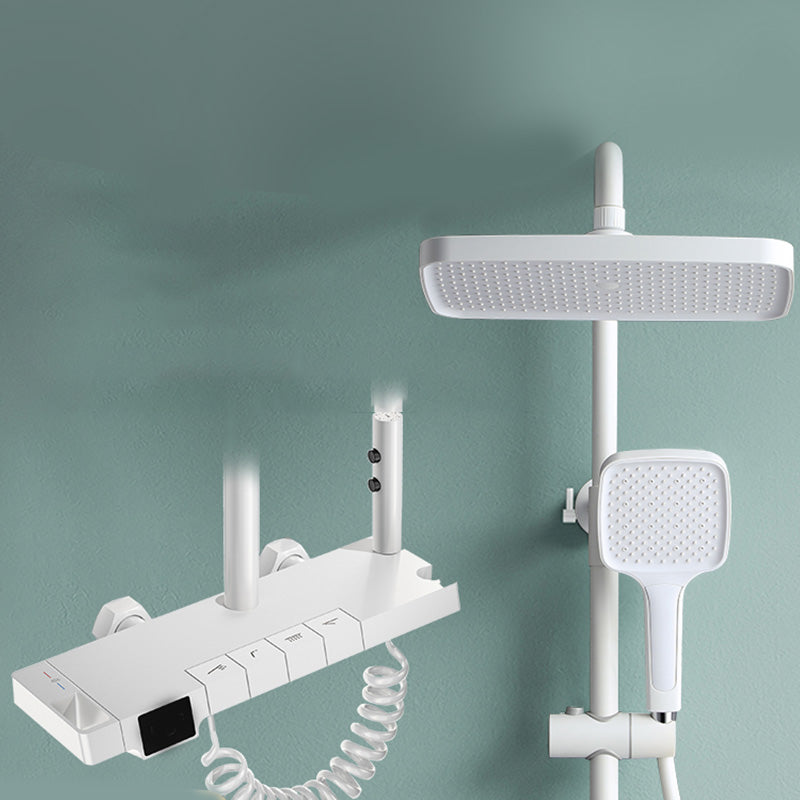 Modern Shower Head Combo Solid Color Slide Bar Included Tub and Shower Faucet White Clearhalo 'Bathroom Remodel & Bathroom Fixtures' 'Home Improvement' 'home_improvement' 'home_improvement_shower_faucets' 'Shower Faucets & Systems' 'shower_faucets' 'Showers & Bathtubs Plumbing' 'Showers & Bathtubs' 7311524