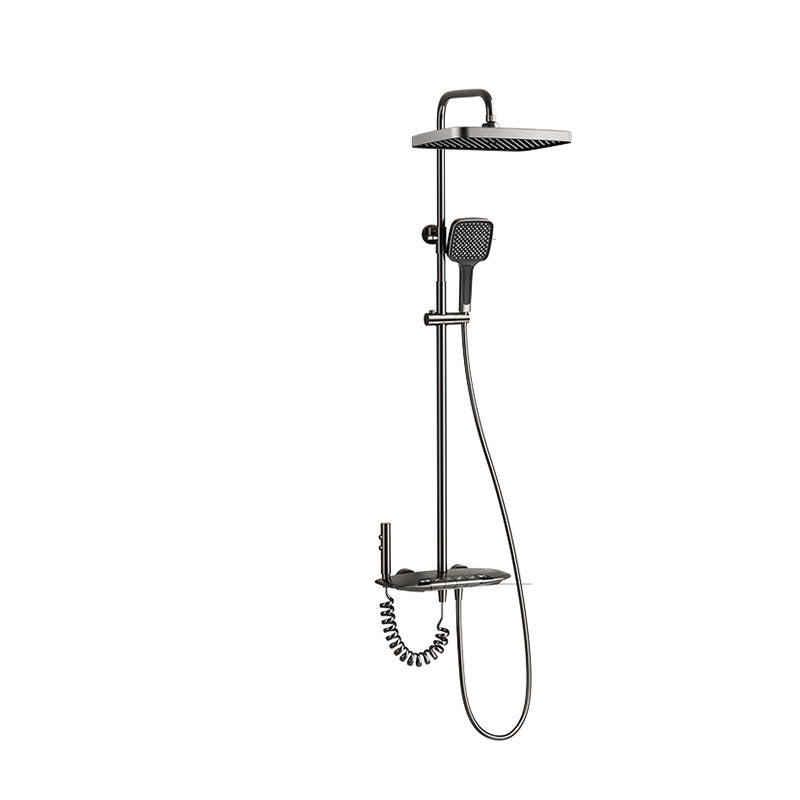 Modern Shower System Solid Color Dual Shower Head Shower Set with Slide Bar Clearhalo 'Bathroom Remodel & Bathroom Fixtures' 'Home Improvement' 'home_improvement' 'home_improvement_shower_faucets' 'Shower Faucets & Systems' 'shower_faucets' 'Showers & Bathtubs Plumbing' 'Showers & Bathtubs' 7311539