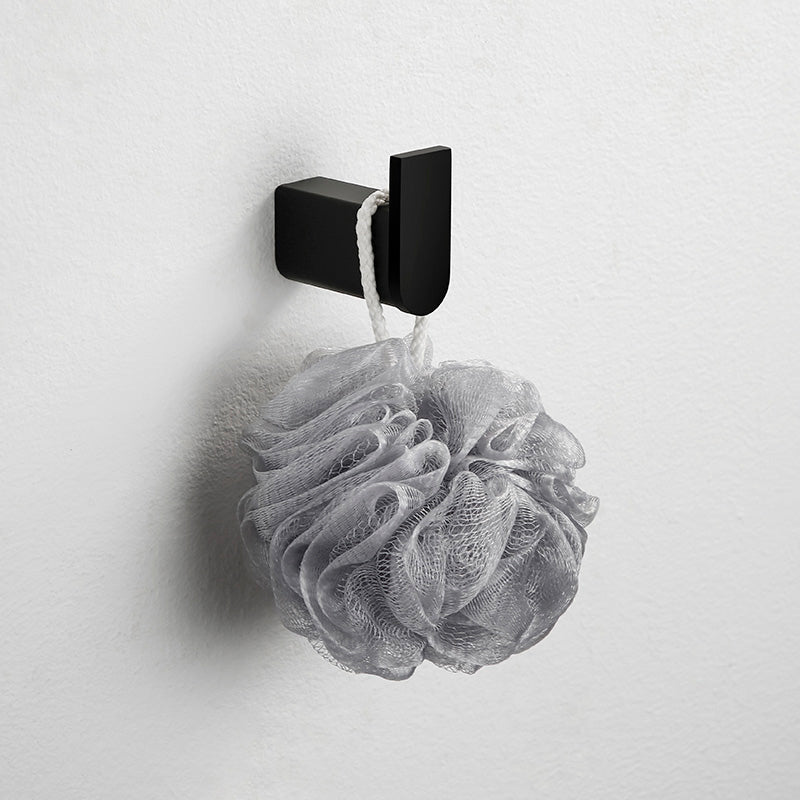 Contemporary Bathroom Accessory As Individual Or As a Set in Black Metal Towel/Robe Hook Clearhalo 'Bathroom Hardware Sets' 'Bathroom Hardware' 'Bathroom Remodel & Bathroom Fixtures' 'bathroom_hardware_sets' 'Home Improvement' 'home_improvement' 'home_improvement_bathroom_hardware_sets' 7311620