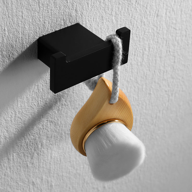 Contemporary Bathroom Accessory As Individual Or As a Set in Balck Towel Robe Hook Clearhalo 'Bathroom Hardware Sets' 'Bathroom Hardware' 'Bathroom Remodel & Bathroom Fixtures' 'bathroom_hardware_sets' 'Home Improvement' 'home_improvement' 'home_improvement_bathroom_hardware_sets' 7311683