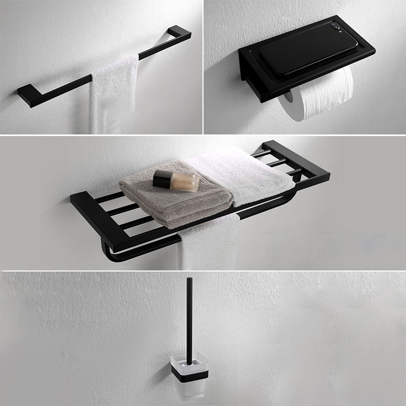 Contemporary Bathroom Accessory As Individual Or As a Set in Balck 4-Piece Set Clearhalo 'Bathroom Hardware Sets' 'Bathroom Hardware' 'Bathroom Remodel & Bathroom Fixtures' 'bathroom_hardware_sets' 'Home Improvement' 'home_improvement' 'home_improvement_bathroom_hardware_sets' 7311684