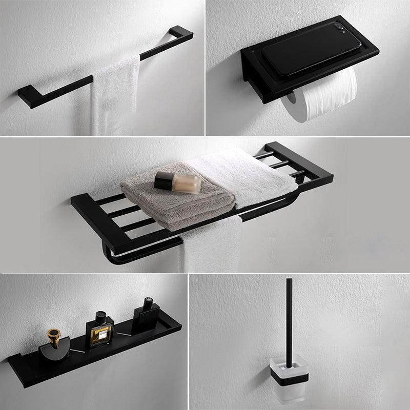 Contemporary Bathroom Accessory As Individual Or As a Set in Balck 5 piece Set Clearhalo 'Bathroom Hardware Sets' 'Bathroom Hardware' 'Bathroom Remodel & Bathroom Fixtures' 'bathroom_hardware_sets' 'Home Improvement' 'home_improvement' 'home_improvement_bathroom_hardware_sets' 7311686