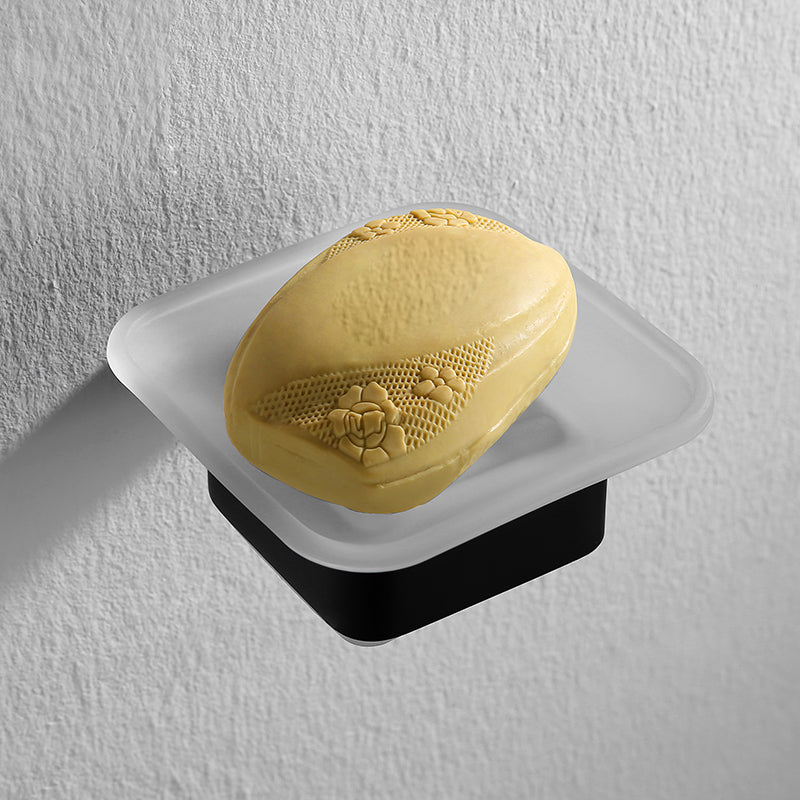 Contemporary Bathroom Accessory As Individual Or As a Set in Balck Soap Dish Clearhalo 'Bathroom Hardware Sets' 'Bathroom Hardware' 'Bathroom Remodel & Bathroom Fixtures' 'bathroom_hardware_sets' 'Home Improvement' 'home_improvement' 'home_improvement_bathroom_hardware_sets' 7311689